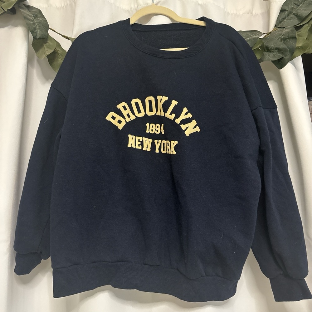 SHEIN Navy Brooklyn Crewneck Sweater